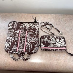 VERA BRADLEY Shoulder bag, matching wallet and lanyard.